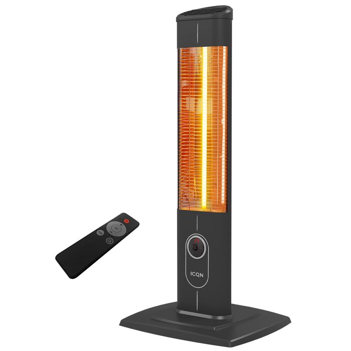 Окремостоячий обігрівач для патіо ICQN потужністю 2300 Вт 4 режими нагріву з пультом дистанційного керування Карбоновий інфрачервоний обігрівач для використання в приміщенні та на вулиці Обігрівач для патіо Цифровий дисплей (стандартний 2300 Вт)