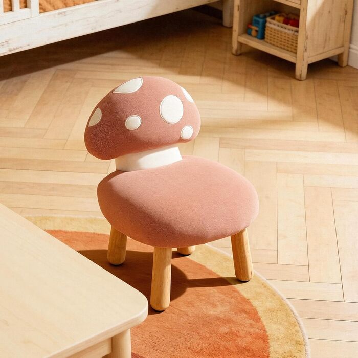 Дитяче крісло для дитячої кімнати, дитяче крісло з шенілу зі спинкою у формі гриба, дитячий диван на дерев&39яних ніжках, дитячий диван для ігрової кімнати, рожевий 1 рожевий