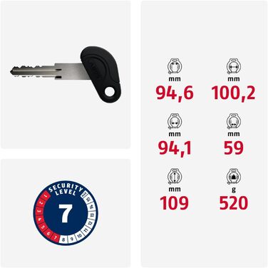 Замок для рами ABUS PRO TECTIC 4960 NR - велосипедний замок для кріплення до рами велосипеда - скоба товщиною 8,5 мм - рівень безпеки ABUS 7 - чорний одинарний