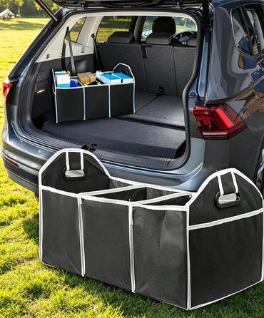 Складаний органайзер для багажника з 3 відділеннями, великої місткості, автомобільні ящики для зберігання, портативні водонепроникні сумки для багажника, універсальний для позашляховиків, пікапів, фургонів