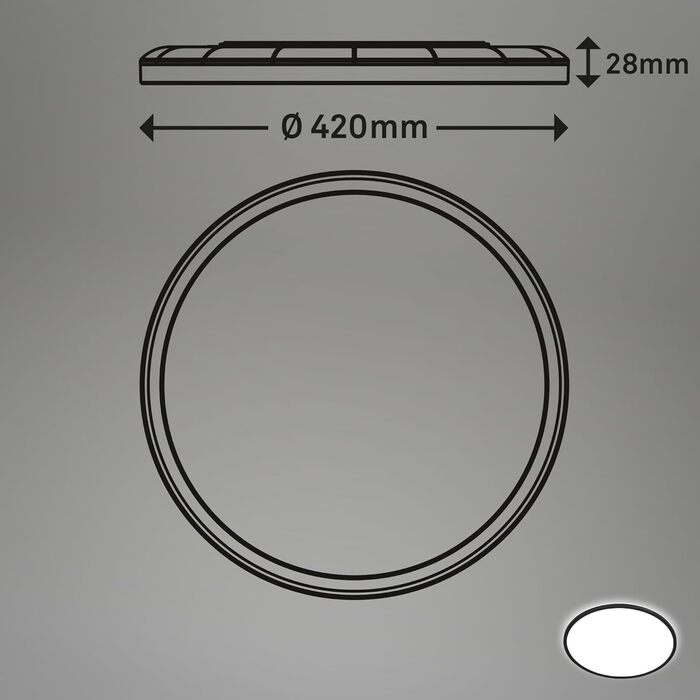 Стельовий світильник світлодіодний, світлодіодна панель ультраплоска, ефект підсвічування, нейтральне біле світло, 3 000 люмен, 580x200x30 мм (ДхШхВ), 7402-415 (чорний, 42 см, круглий)