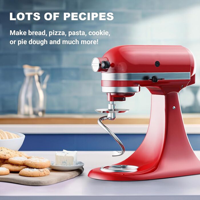Спіральний гачок для тіста Cofun з нержавіючої сталі для міксера Kitchenaid, 4.5 кВт 5 кВт Насадки для нахиленого міксера для тіста Kitchenaid можна мити в посудомийній машині, (C2302) Спіральний гачок