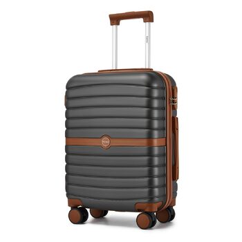 Валіза KONO, дорожня валіза, візок, ручна поклажа 55x40x20 см, виготовлена з твердої оболонки ABSPC, з подвійними колесами та кодовим замком (сіра/коричнева, 55 см) Ручна поклажа (55 см) сіра/коричнева