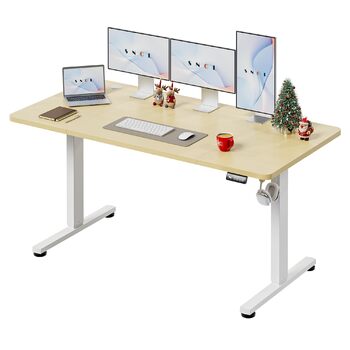 Стіл з регульованою висотою 160 x 80 см, стіл з електричним регулюванням висоти та функцією пам&39яті, ігровий стіл, регульований стіл, комп&39ютерний стіл для офісу, стіл для роботи стоячи, бежевий 160 x 80 см