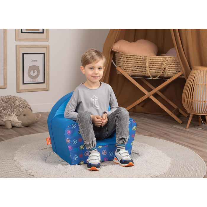 Крісло Simba Paw Patrol Лапи, 43x533 см, від 2 років, синє, мультяшне, пінопластове, розслаблююче, для читання, легке, портативне, знімний чохол