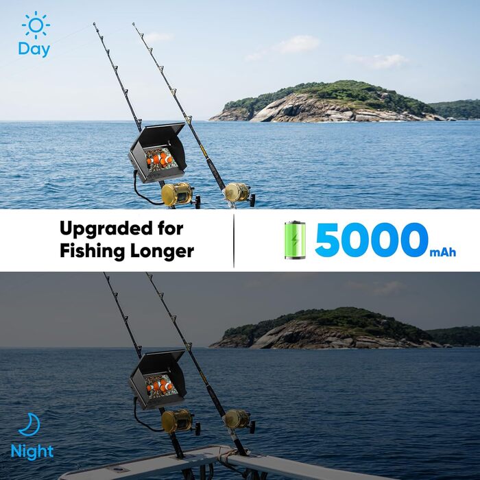 Ехолот, камера для підводної риболовлі з IPS-дисплеєм, ширококутним кутом нічного бачення 220, водонепроникний ехолот IP67, ідеально підходить для морської, річкової та підлідної риболовлі.