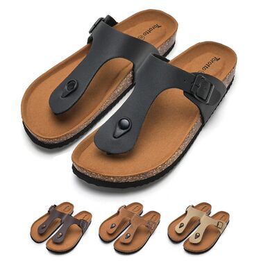 Жіночі шльопанці Torotto Thong, капці, спортивні сандалі з корковою устілкою та регульованим ремінцем, розмір 40 EU, чорні