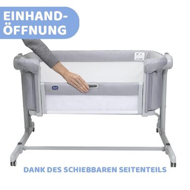 Приліжкове ліжечко, дитяче ліжко для новонароджених, з режимом гойдання, складне, 11 рівнів висоти, регульована висота, 4 колеса, включаючи матрац та дорожню сумку, світло-сірий Magic Evo Light Grey, 2Me Magic Evo