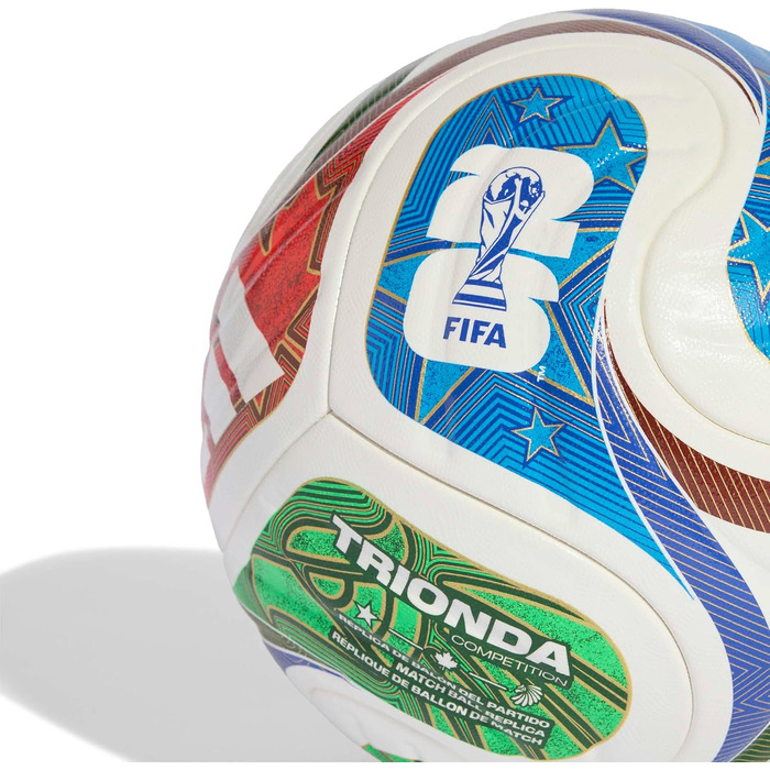 М&39яч Adidas Unisex для Чемпіонату світу з футболу 26 Trionda Approved, білий/сонячно-синій/червоний високої роздільної здатності/лаймовий 5