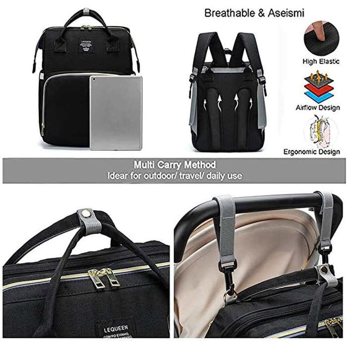 Портативна пеленальна сумка, 4 в 1 конвертована пеленальна сумка для немовлят, складна дитяче ліжечко на відкритому повітрі, сумка