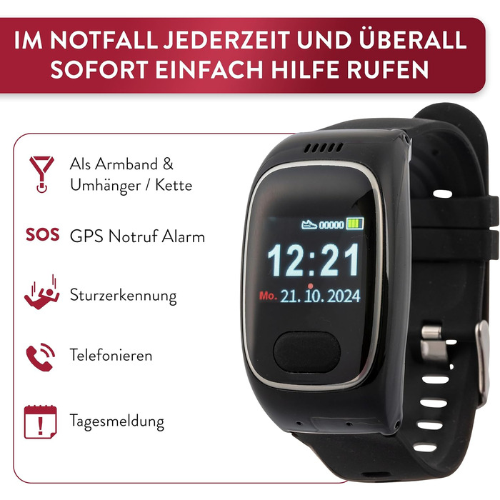 Годинник для людей похилого віку tellimed Solino PRO 4G GPS з функцією телефону, слотом для SIM-картки та без підписки - просте керування та максимальна безпека - Годинник для людей похилого віку з кнопкою екстреного виклику для людей похилого віку та дор