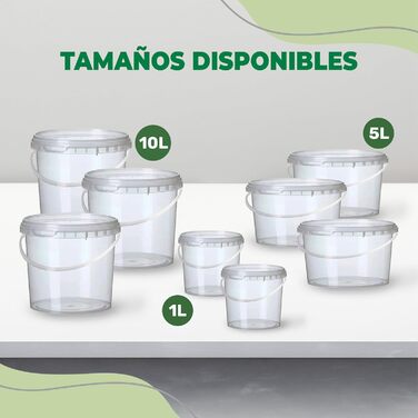 Пластикові відра Growmania, 1 літр, прозорі, з ручкою, герметична ємність, підходить для їжі, рідин та фарби, 100 шт.