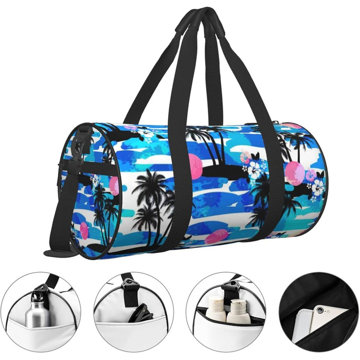 Дорожня сумка-циліндр з пальмовим принтом, спортивна сумка для чоловіків та жінок, сумка-мішок, спортивна сумка