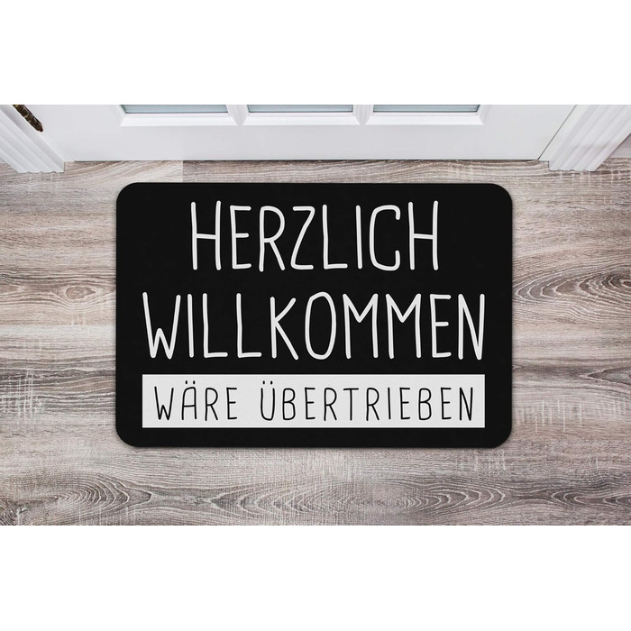 Килимок для дверей у формі кухля з написом &quotЛаскаво просимо - це перебільшення&quot - килимок, кумедний килимок - подарунок (чорний)