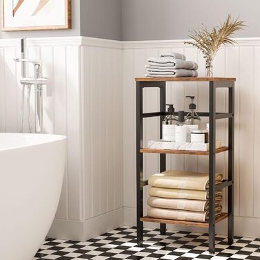 Полиця-драбина HOOBRO, стояча полиця, 3-рівнева книжкова полиця, поперечна конструкція, багатофункціональна полиця для зберігання, міцний металевий каркас, індустріальний стиль, для вітальні, спальні, кабінету EBF80CJ01G1 Вінтажний коричневий чорний 40 x 