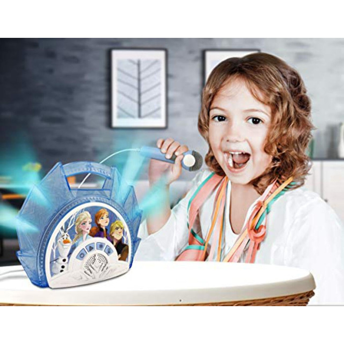 Караоке-машина ekids Frozen 2 FR-115V2, мікрофон, синя
