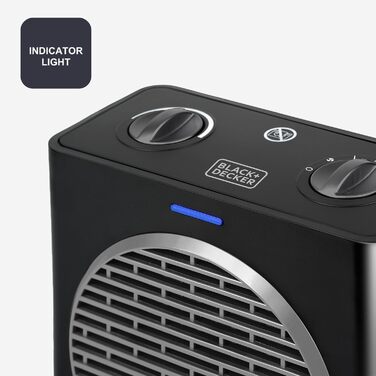 Компактний обігрівач потужністю 2000 Вт Регульовані рівні потужності 3 режими роботи Регульований електронний термостат Система захисту від перекидання Матово-чорний та сірий 2000 Вт Компактний, 2003E