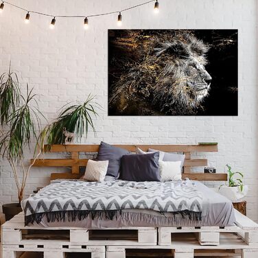 Лев Абстрактний 120x80 см полотно картина на полотні неткані фреска художній принт настінний друк стіна вітальня стіна прикраса ст