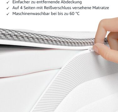 Матрац Storeo Basics із 7-зонними пружинами Pocket Spring, середньої жорсткості (H3), 140 x 200 x 21,5 см, білий