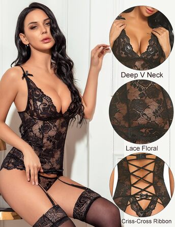 Жіночий сексуальний комплект Avidlove, мереживний боді та бебі-долл, M