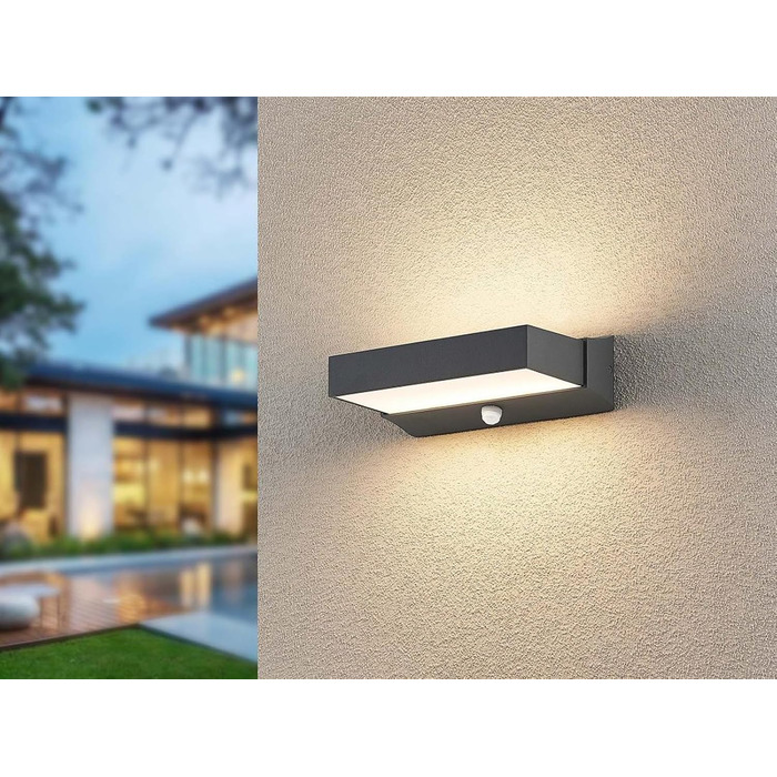 Стічний LED-світильник Trio Cuando 226669242 з датчиком руху, алюміній, 11 Вт, антрацит