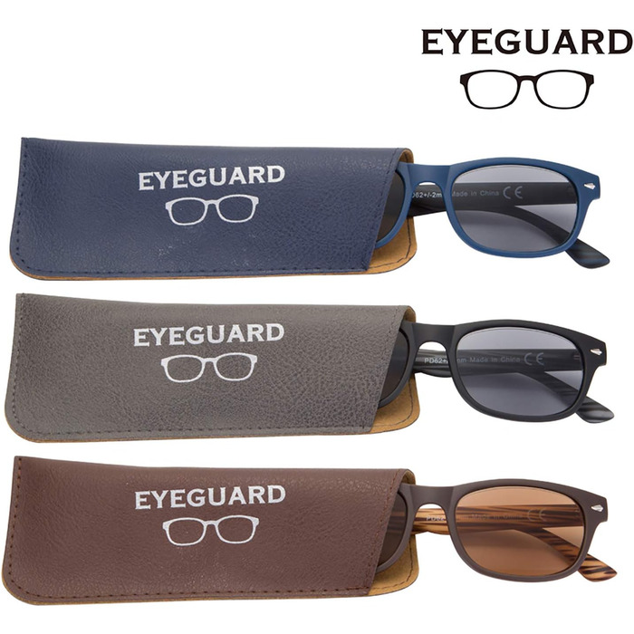 Сонцезахисні окуляри для читання EYEGUARD, 3 упаковки, захист від UV400, вуличний сонцезахисний зчитувач, без плоскування, класичний стиль, окуляри для читання для жінок і чоловіків зі збільшенням 2.5 (упаковка з 3 шт. )