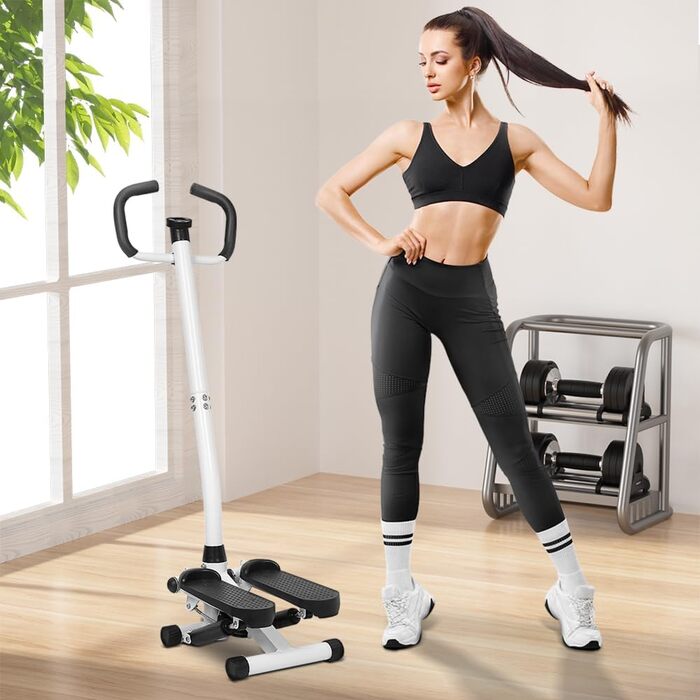 Міні-степер для домашнього використання, гідравлічний велотренажер з еспандерами та РК-дисплеєм, тихий та стабільний, тренування для ніг, рук та сідниць
