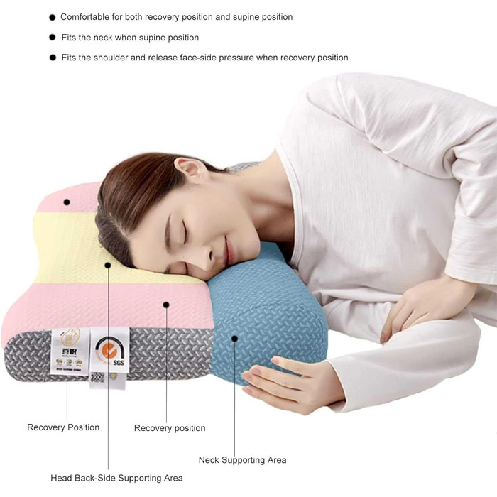 Суперергономічна подушка для апное сну, подушка для підтримки шиї, ортопедична подушка для глибокого сну, ергономічна подушка для шиї та плечей 19*29 дюймів, 2024