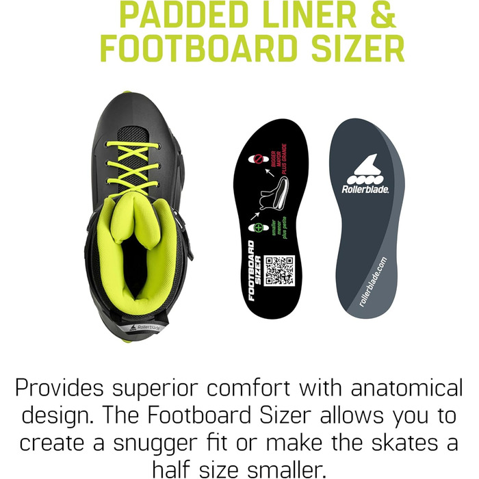 Чоловічі міські роликові ковзани Rollerblade Lightning, чорно-лаймові, чорний/білий 13