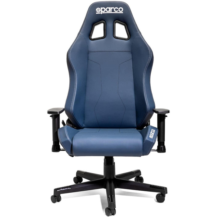 Ігрове крісло Sparco Coach, ергономічне, з поворотною основою та сертифікованим поршнем (темно-синє)