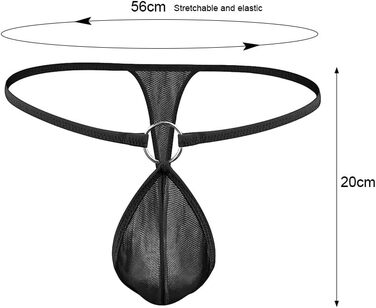 Стрінги чоловічі RSLOVE, сітка, еротичні, чорний/червоний, M–XL
