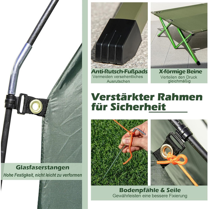 Похідне ліжко з наметом для 2 осіб, водонепроникний кемпінговий намет 5 в 1 з сонцезахисним тентом, надувним матрацом, подушкою, спальником та сумкою для перенесення, шезлонг/кемпінгове ліжко для походів та пікніків