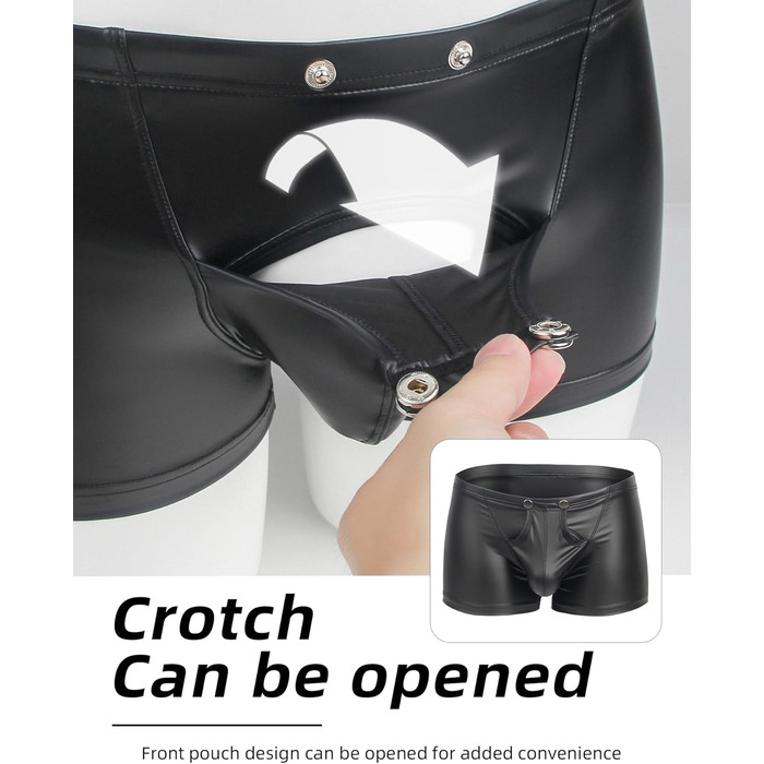 Чоловічі боксери ohyeahlady, з лакованої шкіри, чорні, розмір L