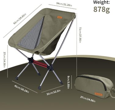 Крісло для кемпінгу Naturehike, складне портативне розкладне крісло, рибальське крісло, надлегке невелике розкладне крісло з сумкою для перенесення для кемпінгу, жовте/зелене/біле