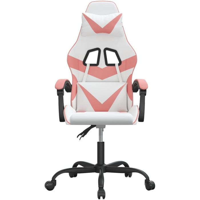 Геймерське крісло, офісне крісло, білий та рожевий, штучна шкіра