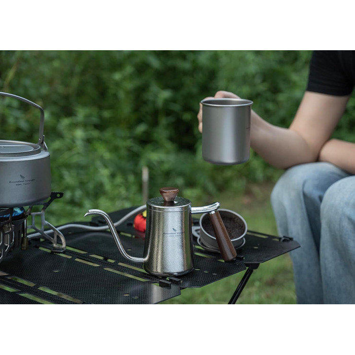 Мл Титановий перелив Кавоварка Ультралегка кавоварка на гусячій шиї Крапельний фільтр Чайник Чайник Кавник з ручкою з букового дер