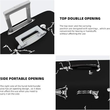 Чохол для валізи з принтом Череп, захисний, для розмірів 45.7-81.3 см, компактний, чорний