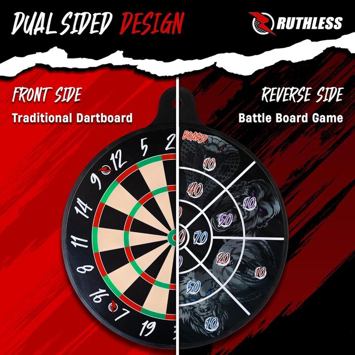 Безжальний Бойова дошка Сімейна гра в дартс, двостороння Магнітна Включає 4 набори магнітних дротиків