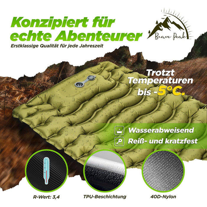 Сантиметровий самонадувний килимок для сну з подушкою теплий, легкий та компактний, 10-