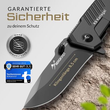 Складаний ніж BERGKVIST K9 (одноручний) - гострий кишеньковий ніж з суцільнометалевого корпусу для активного відпочинку та виживан