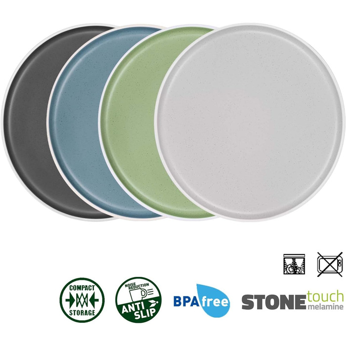 Набір меламінового посуду для кемпінгу 12 предметів - Тарілки та миски для 2-4 осіб DOLOMIT Midday - Штабелюється, стійкий до подряпин Midday, 12 предметів