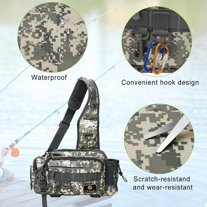 Рибальська сумка Noosverl, сумка для рибалки водонепроникний зносостійкий рибальський рюкзак для рибальського приладдя з 4 карабінами