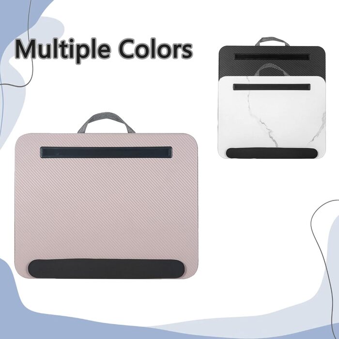 Стіл для ноутбука портативний, до 16 дюймів, з підставкою для планшета, вбудованою подушкою та підтримкою зап'ясть, ідеальний для дому та офісу, сіро-ліловий колір