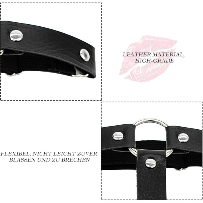 Стрічки для стегон comeondear, шкіра PU, чорні, регульовані, 2 шт.