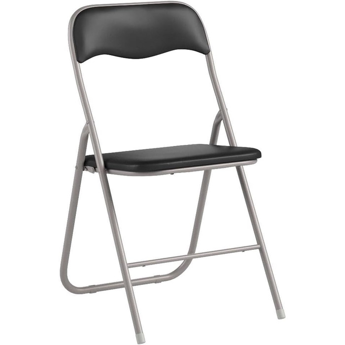 Складані стільці, комплект з 2 шт. , М&39які складні стільці з металевим каркасом та штучною шкірою, компактні, вантажопідйомність до 100 кг, ідеально підходять як кухонні та садові стільці, сріблясто-чорні
