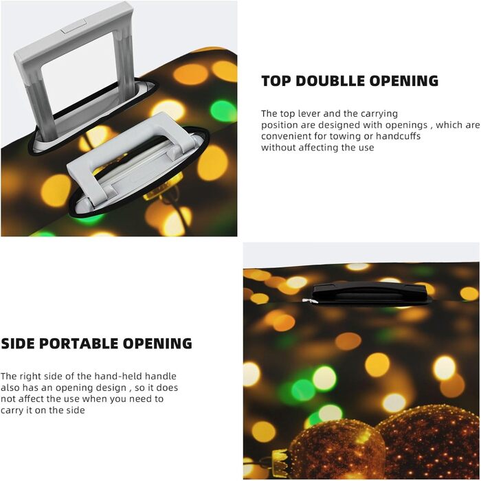 Блискуча різдвяна прикраса для валізи, захисний чохол для багажу, міцний захист для валіз розміром 45.7 - 81.3 см, малий розмір, Чорний