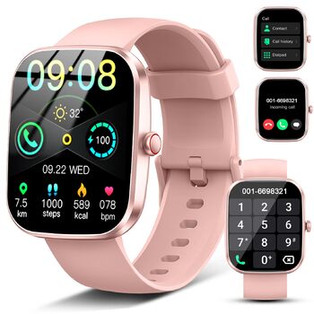 Розумний годинник для чоловіків та жінок, 1.91-дюймовий HD Smart Watch з Bluetooth-дзвінками, фітнес-трекер, крокомір з понад 110 спортивними режимами, монітор сну, пульсометр SpO2, водонепроникний фітнес-годинник IP68 для Android та iOS, рожеве золото