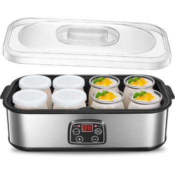 Йогуртниця, грецька йогуртниця на 8 баночок/кришок, дисплей одним дотиком ідеально підходить для органічних, підсолоджених, аромат