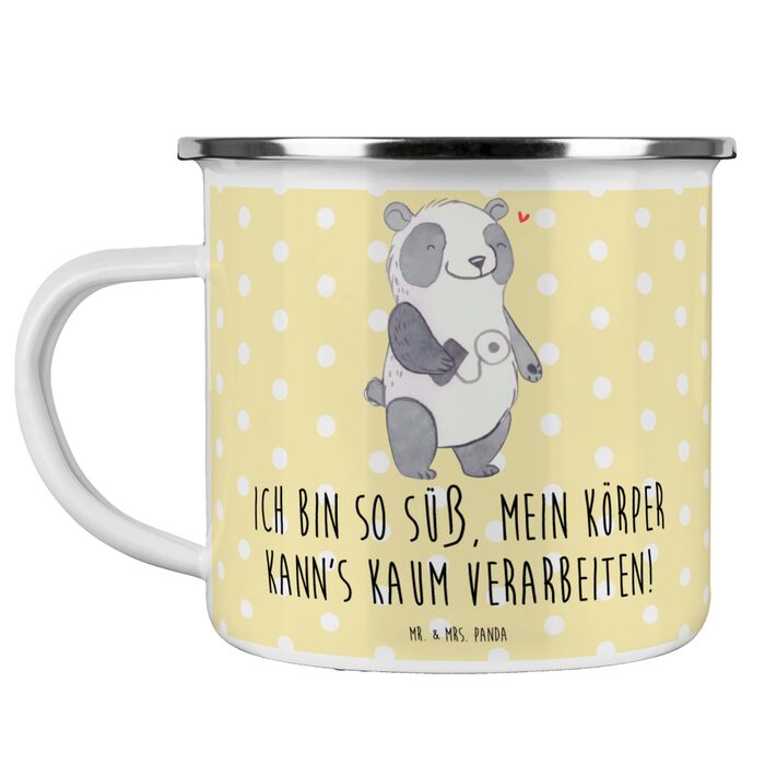 Емальована кружка для кемпінгу &quotМістер і місіс Панда&quot з інсуліновим насосом &quotПанда&quot - подарунок, кружка для кемпінгу, кемпінгові чашки, діабет, емальована кружка для пиття, кружка для відпочинку на природі, жовта емальована кружка для кемп