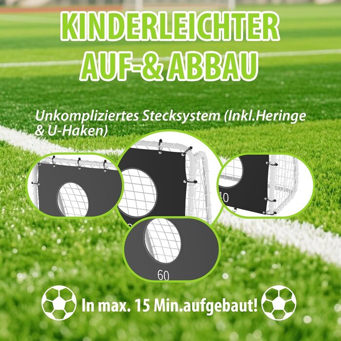 Футбольні ворота зі щитом 240 см x 170 см Високоякісні дитячі футбольні ворота з сіткою, щитом та шипами Підходять для будь-якої ситуації